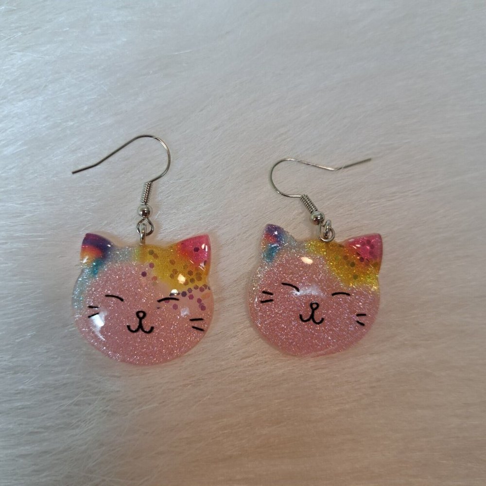 Shinny Cat Head Hypoallergenic Earrings